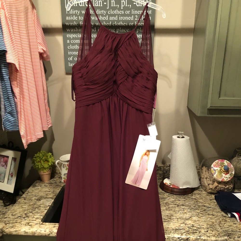 Mori Lee Bridesmaid 21570 Chiffon Bordeaux dress